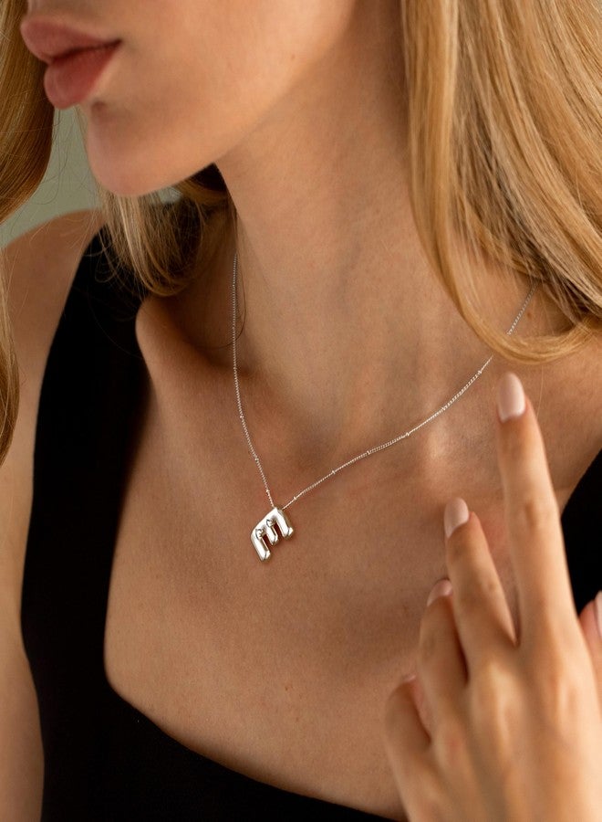 MFRYK Bubble Letter Necklace Silver For Women,Sterling Silver Plated Balloon E Initial Letter Pendant Necklace,Dainty Charm Chunky E Initial Necklaces For Women,Custom Name Necklace Jewelry Gift - Image 2